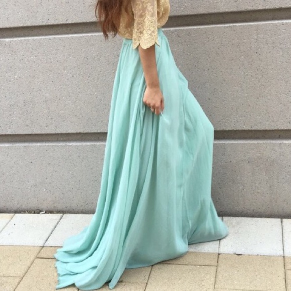 Mint Blue Maxi Skirt